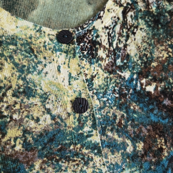 NWOT Nic + Zoe cotton lyocell green artsy cottage boho cardigan 2 way sz M - Picture 7 of 10